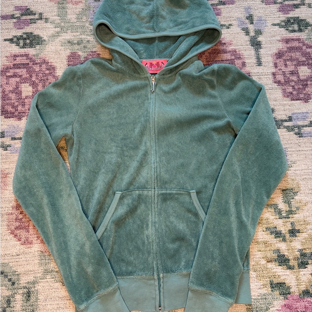 Juicy Couture Teal Green Velour Zip Hoodie